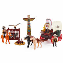 Load image into Gallery viewer, Deluxe Wild West Action Figures Play Set Including Horse Cart, Animals and Tipi with Light, Music and Variety of Accessories