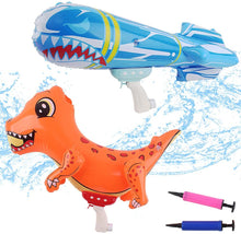 Load image into Gallery viewer, 2-in-1 Dinosaur and Shark Inflatable Portable Water Gun Toys Swimming Pool Beach Summer Outdoor Water Blasters Great Gift