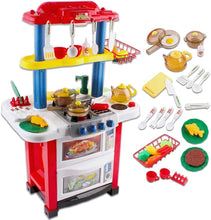 Load image into Gallery viewer, Kitchen Playset Happy Little Chef Pretend Play for Toddlers with Lights, Sounds, Real Water Features and Accessories Included