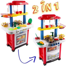 Load image into Gallery viewer, Kitchen Playset Happy Little Chef Pretend Play for Toddlers with Lights, Sounds, Real Water Features and Accessories Included