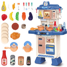 Load image into Gallery viewer, Kitchen Role Play Toy Set w/ Light Analog Sound Realistic Oven Microwave Press Water Faucet Kitchenware Birthday Christmas Gift for Kids