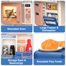 Load image into Gallery viewer, Kitchen Role Play Toy Set w/ Light Analog Sound Realistic Oven Microwave Press Water Faucet Kitchenware Birthday Christmas Gift for Kids