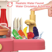 Load image into Gallery viewer, Kitchen Role Play Toy Set w/ Light Analog Sound Realistic Oven Microwave Press Water Faucet Kitchenware Birthday Christmas Gift for Kids