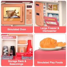 Load image into Gallery viewer, Kitchen Role Play Toy Set w/ Light Analog Sound Realistic Oven Microwave Press Water Faucet Kitchenware Birthday Christmas Gift for Kids