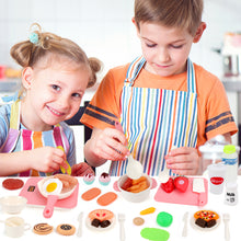 Load image into Gallery viewer, Kitchen Pretend Play Toys Cooking Toys with Play Pots and Pans Electronic Induction Cooktop with Sound & Light Cutting Food Kitchen Toy