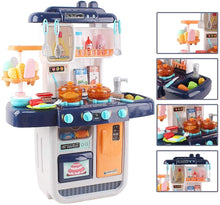 Load image into Gallery viewer, ‘My Little Chef’ Miniature Kitchen Play Set with 34 Accessories, Induction Hob, Water, Light and Sound Features (BLUE)