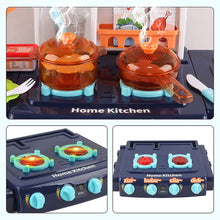 Load image into Gallery viewer, ‘My Little Chef’ Miniature Kitchen Play Set with 34 Accessories, Induction Hob, Water, Light and Sound Features (BLUE)