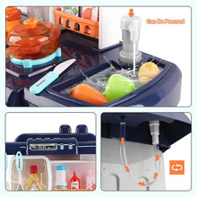 Load image into Gallery viewer, ‘My Little Chef’ Miniature Kitchen Play Set with 34 Accessories, Induction Hob, Water, Light and Sound Features (BLUE)