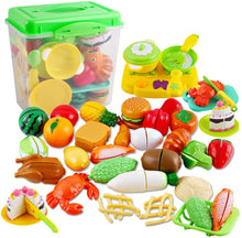 Load image into Gallery viewer, Pretend 42 Piece Play Food Cutting Toy Kitchen Set - Educational Learning for Kids with Storage Box