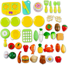 Load image into Gallery viewer, Pretend 42 Piece Play Food Cutting Toy Kitchen Set - Educational Learning for Kids with Storage Box