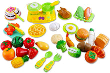 Load image into Gallery viewer, Pretend 42 Piece Play Food Cutting Toy Kitchen Set - Educational Learning for Kids with Storage Box