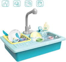 Load image into Gallery viewer, Kids Pretend Kitchen Sink Toys with Running Water and Kitchen Accessories Included, Educational Gifts for Kids- Blue