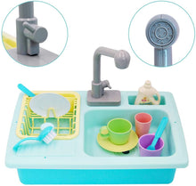 Load image into Gallery viewer, Kids Pretend Kitchen Sink Toys with Running Water and Kitchen Accessories Included, Educational Gifts for Kids- Blue