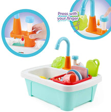 Load image into Gallery viewer, 28pcs Pretend Wash-up Kitchen Sink Play Set Cutting Toys Kitchenware Water Faucet Drain Educational Toys Birthday Christmas Gift for Kids