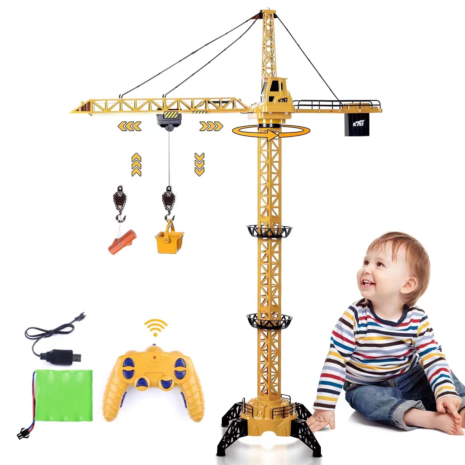Remote Control Crane Toy Construction Vehicles Educational RC Crane Toy for  Kids for Christmas Birthdays-M-CY