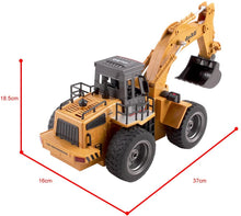 Load image into Gallery viewer, RC Digger Truck 6 Channel Full Functional Excavator Front Loader Remote Control Construction Truck Dumper with Lights & Sounds 2.4Ghz