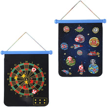 Load image into Gallery viewer, Double Sided Magnetic Dart Board Game for Kids with 8 Magnetic Darts and 8 Sticky Balls Included – Great for Kids Teens and Adults