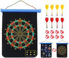 Load image into Gallery viewer, Double Sided Magnetic Dart Board Game for Kids with 8 Magnetic Darts and 8 Sticky Balls Included – Great for Kids Teens and Adults