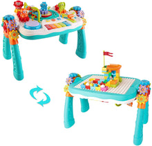 Load image into Gallery viewer, 2 in 1 Multifunctional Bluetooth Learning Activity Table w/Building Blocks Panel Sound and Light Functions Great Christmas Gift for Kids
