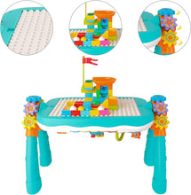 Load image into Gallery viewer, 2 in 1 Multifunctional Bluetooth Learning Activity Table w/Building Blocks Panel Sound and Light Functions Great Christmas Gift for Kids