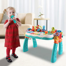 Load image into Gallery viewer, 2 in 1 Multifunctional Bluetooth Learning Activity Table w/Building Blocks Panel Sound and Light Functions Great Christmas Gift for Kids