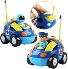 Load image into Gallery viewer, 2 Dolls Remote Control Cartoon Car for Toddlers with Light Music RC Police Car Toys Prefect Birthday Xmas Gift Present for Kids