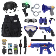 Load image into Gallery viewer, Role Play SWAT Force Play Set with a Vest, Helmet, Toy Grenades and More Police Accessories with a Storage Backpack- Great for Kids