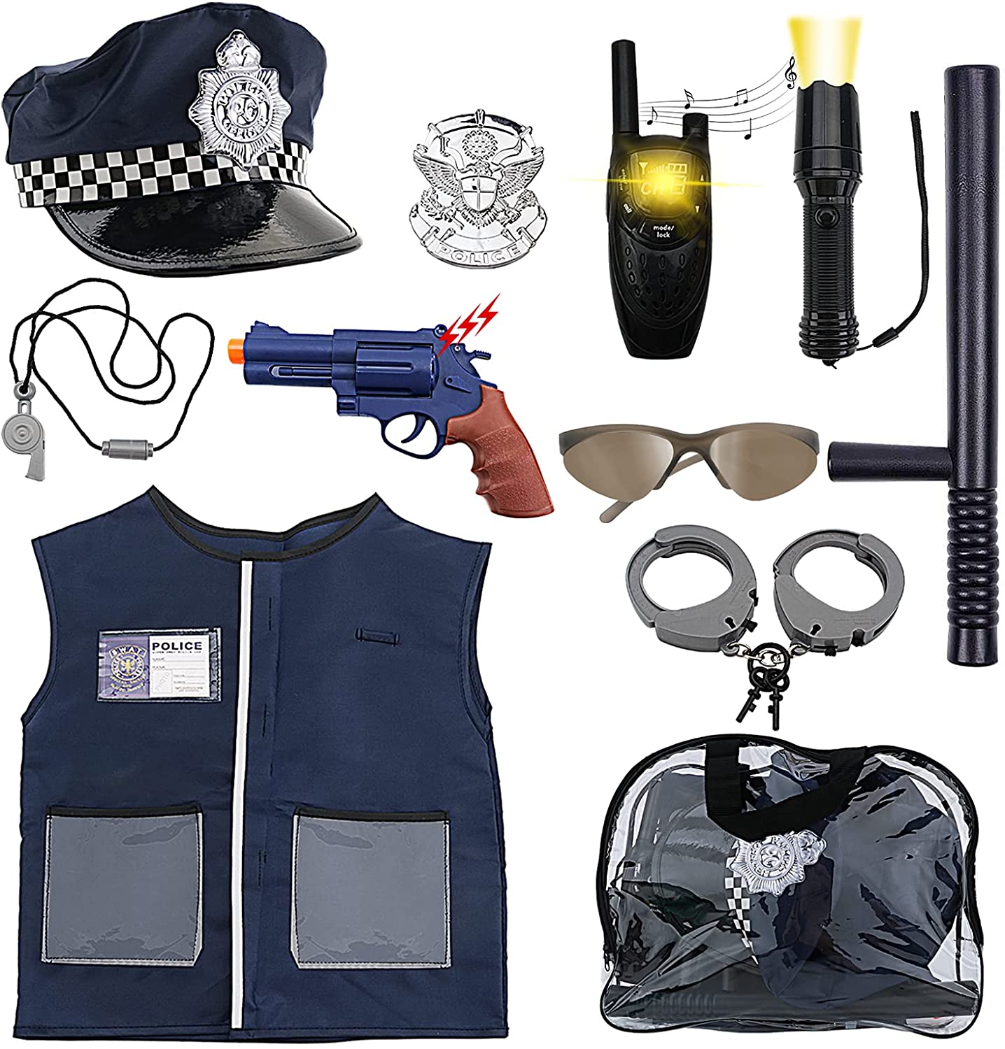 Police Costume Set with Vest Hat Toy Shotgun Role Play Police Play Chi deaotoys