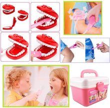 Load image into Gallery viewer, 2-in-1 Doctor and Dentist Carrycase Kids Role Play Set Education Kit with Lights Sounds Functions Prefect Birthday Christmas Gift for Kids