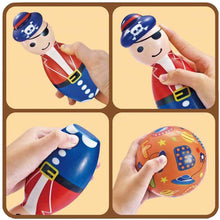 Load image into Gallery viewer, 8 Piece Soft Foam Multi-coloured Pirate Skittles Bowling Indoor Outdoor Garden Game Play Set for Babies Toddlers Kids