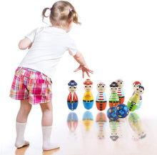 Load image into Gallery viewer, 8 Piece Soft Foam Multi-coloured Pirate Skittles Bowling Indoor Outdoor Garden Game Play Set for Babies Toddlers Kids