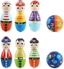 Load image into Gallery viewer, 8 Piece Soft Foam Multi-coloured Pirate Skittles Bowling Indoor Outdoor Garden Game Play Set for Babies Toddlers Kids