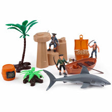 Load image into Gallery viewer, Pirate Action Figures Play Set with Boats Treasure Chest Cannons Pirate Ship and Sea Creatures - Educational Toys with Light Music