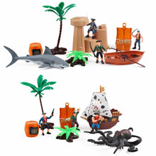 Load image into Gallery viewer, Pirate Action Figures Play Set with Boats Treasure Chest Cannons Pirate Ship and Sea Creatures - Educational Toys with Light Music