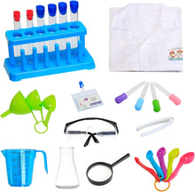 Load image into Gallery viewer, Kids Role Play Laboratory Science Kit with Goggles, Lab Coat & Variety of Play Science Equipment for Children