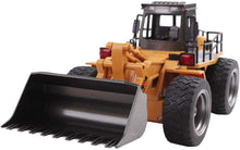 Load image into Gallery viewer, 1:18 Die Cast RC 6 Channel Remote Control Front Loader Tractor Toy Fully Functional Digger Bulldozer Construction Toy Car LED Light Sound