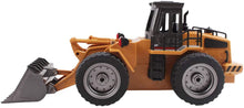 Load image into Gallery viewer, 1:18 Die Cast RC 6 Channel Remote Control Front Loader Tractor Toy Fully Functional Digger Bulldozer Construction Toy Car LED Light Sound