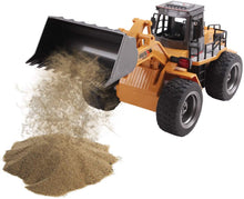 Load image into Gallery viewer, 1:18 Die Cast RC 6 Channel Remote Control Front Loader Tractor Toy Fully Functional Digger Bulldozer Construction Toy Car LED Light Sound