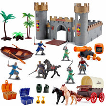 Load image into Gallery viewer, Medieval Knights Action Figure Toy Play Set Including Castle, Catapult and Horse-Drawn Carriage with Light, Music and Accessories