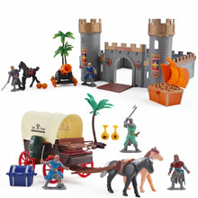 Load image into Gallery viewer, Medieval Knights Action Figure Toy Play Set Including Castle, Catapult and Horse-Drawn Carriage with Light, Music and Accessories
