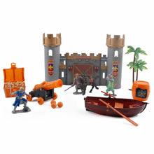 Load image into Gallery viewer, Medieval Knights Action Figure Toy Play Set Including Castle, Catapult and Horse-Drawn Carriage with Light, Music and Accessories