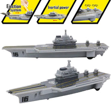 Load image into Gallery viewer, Model Military Naval Ship Aircraft Carrier Toy Play Set with Small Scale Model Planes, Battleship and Supply Ship Included