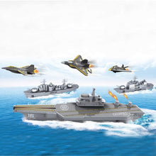 Load image into Gallery viewer, Model Military Naval Ship Aircraft Carrier Toy Play Set with Small Scale Model Planes, Battleship and Supply Ship Included