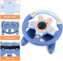 Load image into Gallery viewer, Steering Wheel for Car Backseat Pretend Driving Simulated Driving Steering Wheel Toy Light and Music Educational Gifts for Kids Blue
