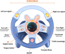 Load image into Gallery viewer, Steering Wheel for Car Backseat Pretend Driving Simulated Driving Steering Wheel Toy Light and Music Educational Gifts for Kids Blue