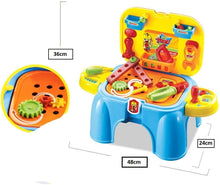 Load image into Gallery viewer, Work Bench Playset with Tools Set - Handy 2in1 Carrycase & Stool with Accessories including Saw, Spanner, Hammer, Pliers