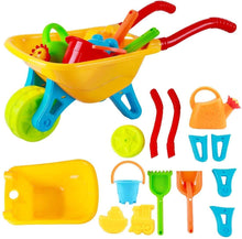 Load image into Gallery viewer, Kids Outdoor Activities Wheelbarrow Gardening and Seaside Beach Play Set with Accessories including Bucket, Spade, Rake