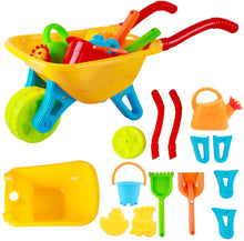Load image into Gallery viewer, Kids Outdoor Activities Wheelbarrow Gardening and Seaside Beach Play Set with Accessories including Bucket, Spade, Rake