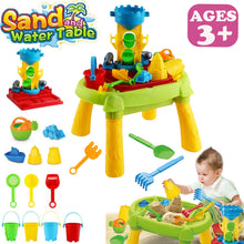 Load image into Gallery viewer, 3-in-1 Sand and Water Outdoor Activity Table Play Set for Children with Water Cannons Water Mill Great Birthday Christmas Gift