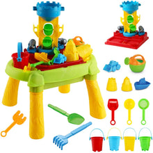 Load image into Gallery viewer, 3-in-1 Sand and Water Outdoor Activity Table Play Set for Children with Water Cannons Water Mill Great Birthday Christmas Gift